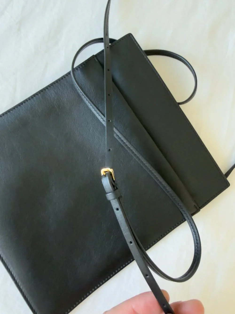 The Row Black Leather Bag with Removable Shoulder Strap